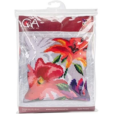 Collezione D' Arte Fiori Eleganti N ° 1 Kit di Cuscino Grandi Fori Cotone Multicolore 50 x 45 x 0,1 cm Collezione D' Arte Fiori Eleganti N ° 1 Kit di Cuscino Grandi Fori Cotone Multicolore 50 x 45 x 0,1 cm
