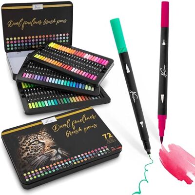 ART Set Pennarelli e Penne Colorate 72 Pezzi Colori Per Adulti Doppia punta Pennarelli da Disegno a Base d’Acqua Punta flessibile Astuccio Per Bozzetti, Disegni ART Set Pennarelli e Penne Colorate 72 Pezzi Colori Per Adulti Doppia punta Pennarelli da Disegno a Base d’Acqua Punta flessibile Astuccio Per Bozzetti, Disegni