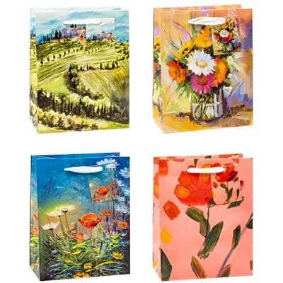 TSI Sacchetti da Regalo, 4 Motivi Fine Arts, Misura 23 X 18 X 10 Cm, Confezione da 12 Pezzi TSI Sacchetti da Regalo, 4 Motivi Fine Arts, Misura 23 X 18 X 10 Cm, Confezione da 12 Pezzi