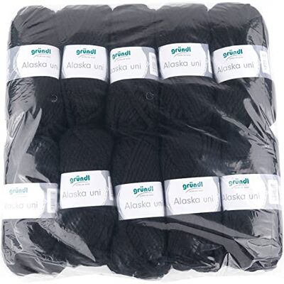 Gründl gruendl Alaska Uni, Confezione Risparmio 10 knaeuel à 100 G GOMITOLO A Mano, 80% Poliacrilico, 20% Cotone, Nero, 40 x 37 x 11 cm Gründl gruendl Alaska Uni, Confezione Risparmio 10 knaeuel à 100 G GOMITOLO A Mano, 80% Poliacrilico, 20% Cotone, Nero, 40 x 37 x 11 cm