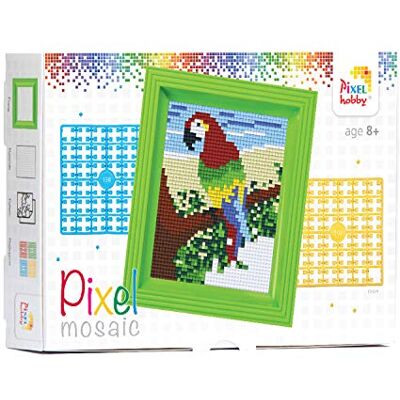 Pracht Creatives Hobby Pixel Pappagallo da regalo a mosaico, immagine pixel con cornice, sistema a innesto facile da usare, senza stirare o incollare, sassolini in bioplastica Pracht Creatives Hobby Pixel Pappagallo da regalo a mosaico, immagine pixel con cornice, sistema a innesto facile da usare, senza stirare o incollare, sassolini in bioplastica