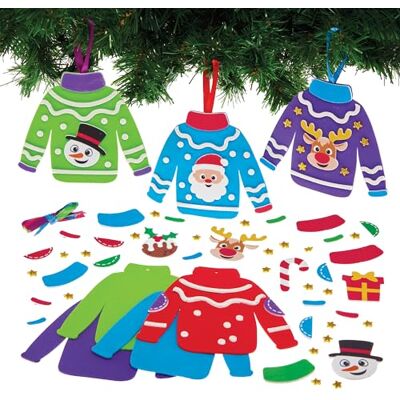Baker Ross Kit di decorazioni per maglioni natalizi da mescolare e abbinare Confezione da 8, decorazioni natalizie e artigianato per bambini Baker Ross Kit di decorazioni per maglioni natalizi da mescolare e abbinare Confezione da 8, decorazioni natalizie e artigianato per bambini