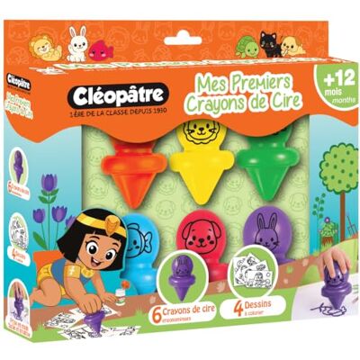 Cléopâtre – Le mie prime matite di cera – Set di 6 matite di cera ergonomiche, 4 disegni da colorare – a partire dai 12 mesi – per creare, immaginare, divertirsi e giocare! Cléopâtre – Le mie prime matite di cera – Set di 6 matite di cera ergonomiche, 4 disegni da colorare – a partire dai 12 mesi – per creare, immaginare, divertirsi e giocare!