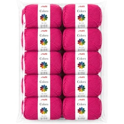 Stafil Colors Set da 10 Gomitoli Colore pink neon – 10 Gomitoli da 50 g (500 g Totali) – Lana Acrilica per Uncinetto, Maglia, Amigurumi, Crochet e Lavori Creativi Stafil Colors Set da 10 Gomitoli Colore pink neon – 10 Gomitoli da 50 g (500 g Totali) – Lana Acrilica per Uncinetto, Maglia, Amigurumi, Crochet e Lavori Creativi