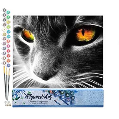 ART Dipingere con i Numeri Paint by Numbers Occhi Di Gatto, Passatempo per Adulti, Kit Completo, Hobby Creativi Quadri fai da te 40x50cm senza cornice ART Dipingere con i Numeri Paint by Numbers Occhi Di Gatto, Passatempo per Adulti, Kit Completo, Hobby Creativi Quadri fai da te 40x50cm senza cornice