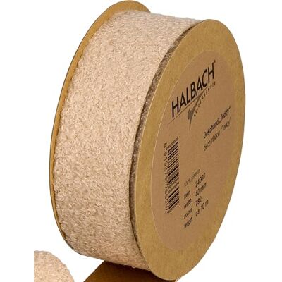 Halbach Seidenbänder Teddy Nastro decorativo in tessuto, larghezza: 40 mm, lunghezza: 10 m, per fai da te e cucire, colore: naturale Halbach Seidenbänder Teddy Nastro decorativo in tessuto, larghezza: 40 mm, lunghezza: 10 m, per fai da te e cucire, colore: naturale