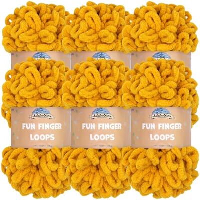 BambooMN JubileeYarn Fun Finger Loops Yarn – Filato in poliestere Jumbo – 100 g/matassa – senape – 6 matasse BambooMN JubileeYarn Fun Finger Loops Yarn – Filato in poliestere Jumbo – 100 g/matassa – senape – 6 matasse