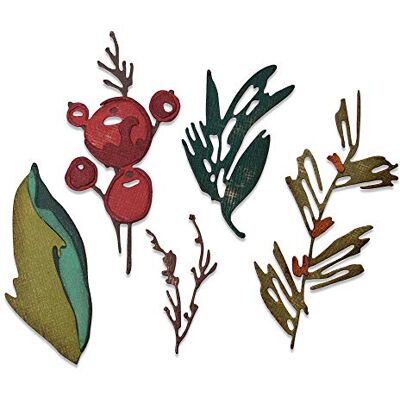 Sizzix Die 9PK Holiday Set di Fustelle Thinlits 9 pz Pennellata Natalizia by Tim Holtz, Vacanze Brushstroke, Taglia unica Sizzix Die 9PK Holiday Set di Fustelle Thinlits 9 pz Pennellata Natalizia by Tim Holtz, Vacanze Brushstroke, Taglia unica