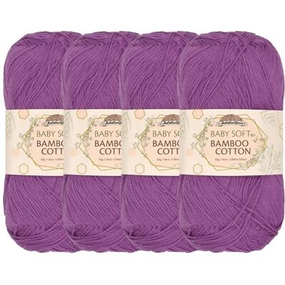 BambooMN JubileeYarn Set di 4 matasse di filo in cotone di bambù morbido per bambini Viola scuro 50 g BambooMN JubileeYarn Set di 4 matasse di filo in cotone di bambù morbido per bambini Viola scuro 50 g