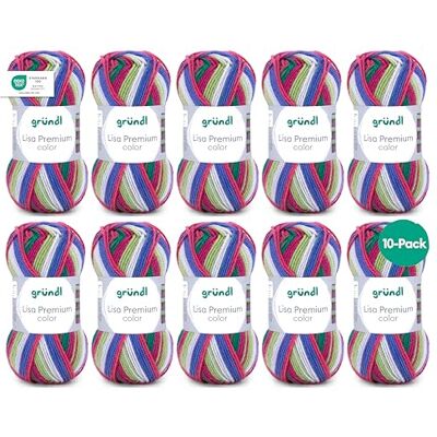 Gründl Lana Lisa Premium Color 10 gomitoli da 50 g, Tiglio-malva Gründl Lana Lisa Premium Color 10 gomitoli da 50 g, Tiglio-malva