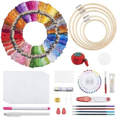 Noa Home Deco Kit Ricamo Kit Ricamo Principianti con 100 Fili Colorati 5 Pezzi di Cerchi di Bambù 3 Pezzi di Tessuto per Adulti Bambini Principianti Noa Home Deco Kit Ricamo Kit Ricamo Principianti con 100 Fili Colorati 5 Pezzi di Cerchi di Bambù 3 Pezzi di Tessuto per Adulti Bambini Principianti