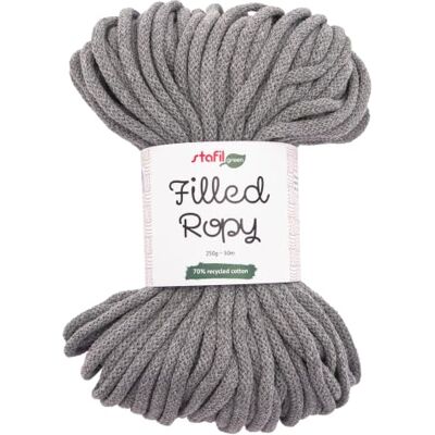 Stafil Filled Ropy Ø 6 mm, Filato Effetto Corda 250 g ~ 50 m, 70% Cotone Riciclato e 30% Poliestere, per Cestini, Decorazioni e Lavori a Uncinetto, Colore Grigio Stafil Filled Ropy Ø 6 mm, Filato Effetto Corda 250 g ~ 50 m, 70% Cotone Riciclato e 30% Poliestere, per Cestini, Decorazioni e Lavori a Uncinetto, Colore Grigio