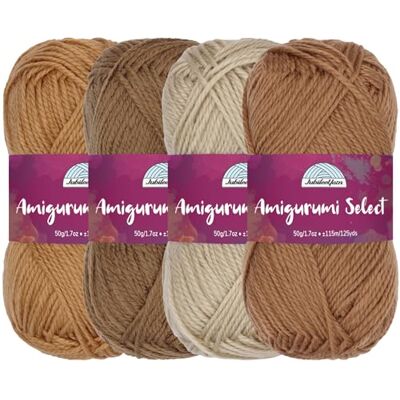 BambooMN JubileeYarn Filato Amigurumi Select Baby Acrylic Tonalità di Marrone 4 matasse BambooMN JubileeYarn Filato Amigurumi Select Baby Acrylic Tonalità di Marrone 4 matasse