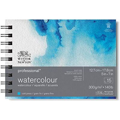 Bloc acquerello professionale Winsor & Newton - Pressato a freddo - 300gsm - 5" x 7" - 15 fogli Bloc acquerello professionale Winsor & Newton - Pressato a freddo - 300gsm - 5" x 7" - 15 fogli
