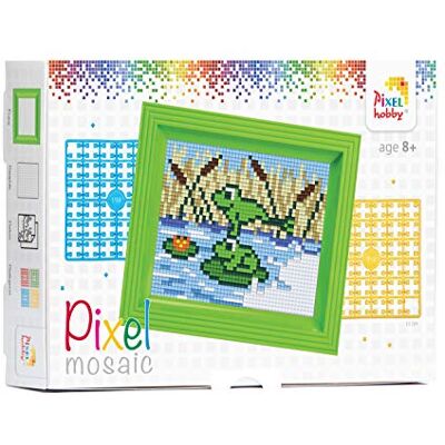 Pracht Creatives Hobby Pixel Scatola regalo mosaico rane, immagine pixel con cornice, sistema a innesto molto semplice, senza stirare e incollare, sassolini in bioplastica Pracht Creatives Hobby Pixel Scatola regalo mosaico rane, immagine pixel con cornice, sistema a innesto molto semplice, senza stirare e incollare, sassolini in bioplastica