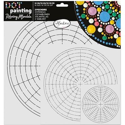 Aladine 3 stencil per stencil per mandala & dotti di pittura cerchi geometici con linee per creare Mandala Aladine 3 stencil per stencil per mandala & dotti di pittura cerchi geometici con linee per creare Mandala
