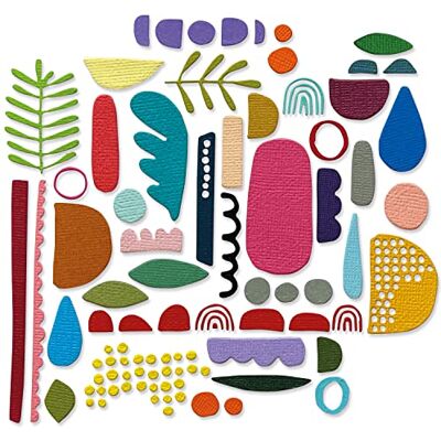 Sizzix Set di fustelle Thinlits, 43 pezzi, elementi astratti di Tim Holtz, Sizzix Set di fustelle Thinlits, 43 pezzi, elementi astratti di Tim Holtz,