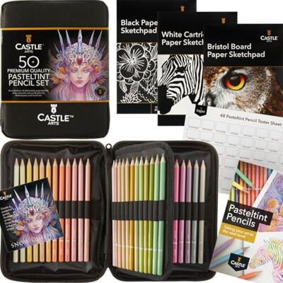 Set di 48 Matite Colori Pastello con Extra Colori in tonalità delicate e sontuose per professionisti e artisti adulti in solida custodia cernierata da viaggio Set di 48 Matite Colori Pastello con Extra Colori in tonalità delicate e sontuose per professionisti e artisti adulti in solida custodia cernierata da viaggio