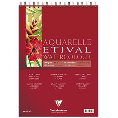 Clairefontaine Blocco a spirale carta Etival 10 fogli grana classica 29.7x42 cm 200 g, bianca Clairefontaine Blocco a spirale carta Etival 10 fogli grana classica 29.7x42 cm 200 g, bianca