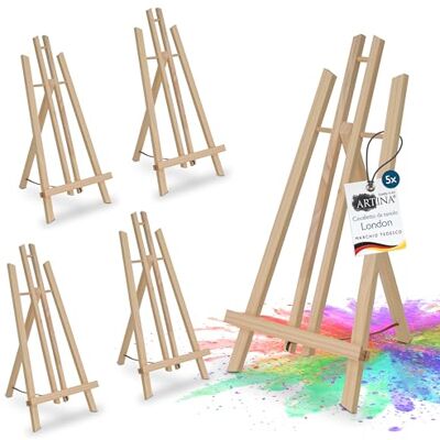 Artina Cavalletto Set di 5 pittura da tavolo per artisti adulti e bambini in legno massiccio di pino leggero da trasportare per tele London Artina Cavalletto Set di 5 pittura da tavolo per artisti adulti e bambini in legno massiccio di pino leggero da trasportare per tele London