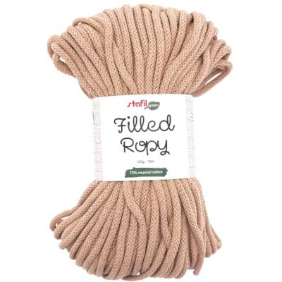 Stafil Filled Ropy Ø 6 mm, Filato Effetto Corda 250 g ~ 50 m, 70% Cotone Riciclato e 30% Poliestere, per Cestini, Decorazioni e Lavori a Uncinetto, Colore Beige Stafil Filled Ropy Ø 6 mm, Filato Effetto Corda 250 g ~ 50 m, 70% Cotone Riciclato e 30% Poliestere, per Cestini, Decorazioni e Lavori a Uncinetto, Colore Beige