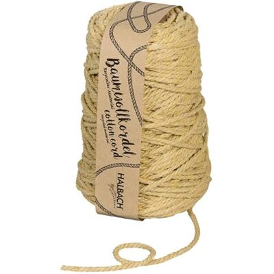 Halbach Cordoncino di cotone riciclato, larghezza 5 mm, lunghezza 80 metri, filato di cotone sostenibile per macramè o fai da te, colore: giallo paglierino Halbach Cordoncino di cotone riciclato, larghezza 5 mm, lunghezza 80 metri, filato di cotone sostenibile per macramè o fai da te, colore: giallo paglierino