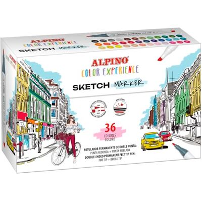 Alpino Pennarelli artistici permanenti a base di alcool, perfetti per manica, fumetti, design e illustratori 36 colori Doppia punta: punta fine da 1 mm, punta smussata da 6 mm. Alpino Pennarelli artistici permanenti a base di alcool, perfetti per manica, fumetti, design e illustratori 36 colori Doppia punta: punta fine da 1 mm, punta smussata da 6 mm.