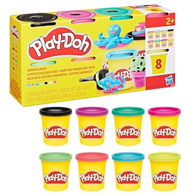 Play-Doh 8 Couleurs Vives, Pots de pâte à Modeler de 85 g Play-Doh 8 Couleurs Vives, Pots de pâte à Modeler de 85 g