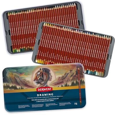 Derwent Matite da disegno, set da 72 matite colorate in scatola di latta, pastelli con punta resistente rotonda da 5 mm, mina con pigmenti cremosi per disegni artistici, qualità professionale, Derwent Matite da disegno, set da 72 matite colorate in scatola di latta, pastelli con punta resistente rotonda da 5 mm, mina con pigmenti cremosi per disegni artistici, qualità professionale,