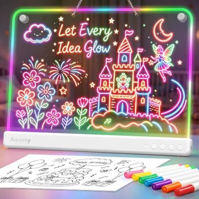 Awatty Lavagna da Disegno a LED, Giocattoli Regalo Bambini Bambine (Bianca) Ricaricabile,10 Luci, 5 Luminosità,36×26cm,Tavolo o Muro,Giocattolo Educativo, Regalo Compleanno 4 5 6 7 8 9 10 11 12 13 Anni Awatty Lavagna da Disegno a LED, Giocattoli Regalo Bambini Bambine (Bianca) Ricaricabile,10 Luci, 5 Luminosità,36×26cm,Tavolo o Muro,Giocattolo Educativo, Regalo Compleanno 4 5 6 7 8 9 10 11 12 13 Anni