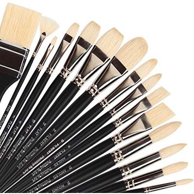 ART Set di 15 pennelli per olio e acrilico con sacchetto in bambù nero ART Set di 15 pennelli per olio e acrilico con sacchetto in bambù nero
