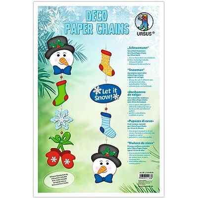 URSUS Ludwig Baehr- -Set Carta Decorative, Pupazzo di Neve, per 2 Catene di Circa 75 cm ciascuna, Come Decorazione per la Stanza per Il Periodo Natalizio, URSUS Ludwig Baehr- -Set Carta Decorative, Pupazzo di Neve, per 2 Catene di Circa 75 cm ciascuna, Come Decorazione per la Stanza per Il Periodo Natalizio,
