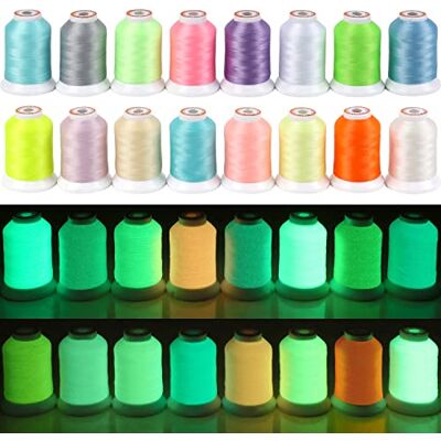 New brothread 16 Colori Luminoso Si illuminano al buio Filo da ricamo a macchina 30WT 500M (550Y) ogni bobina per Ricamo, Quilting, Cucito New brothread 16 Colori Luminoso Si illuminano al buio Filo da ricamo a macchina 30WT 500M (550Y) ogni bobina per Ricamo, Quilting, Cucito