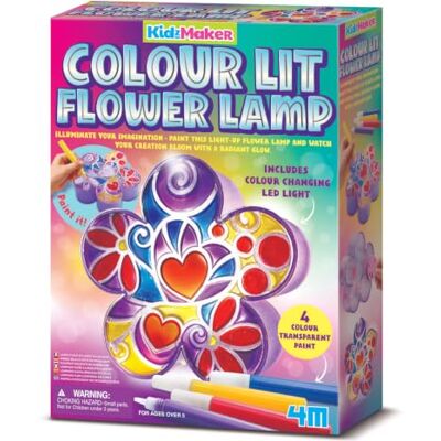 4M KidzMaker Lampada Fiore Colorata Luminosa – Kit Creativo da Dipingere con LED Multicolore, Colori Trasparenti, Lampada Decorativa Fai da Te per Bambini, Regalo dai 5 Anni 4M KidzMaker Lampada Fiore Colorata Luminosa – Kit Creativo da Dipingere con LED Multicolore, Colori Trasparenti, Lampada Decorativa Fai da Te per Bambini, Regalo dai 5 Anni