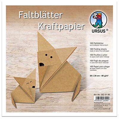 URSUS Fogli di Carta Kraft, Circa 20 x 20 cm, in Carta Kraft di Sodio, 80 g/mq, 100 Fogli, a Coste, per Piccoli e Grandi Origami, Ideali per lavori creativi URSUS Fogli di Carta Kraft, Circa 20 x 20 cm, in Carta Kraft di Sodio, 80 g/mq, 100 Fogli, a Coste, per Piccoli e Grandi Origami, Ideali per lavori creativi