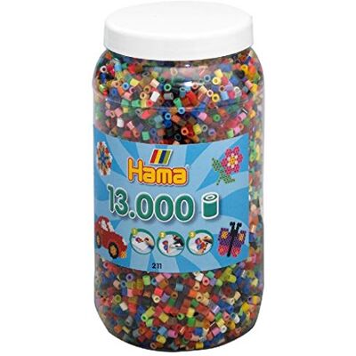 Hama Perlen perline da stirare XXL, barattolo con circa 13.000 perline colorate Midi, per bricolage, diametro 5 mm, in 52 colori, divertimento creativo per grandi e piccini Hama Perlen perline da stirare XXL, barattolo con circa 13.000 perline colorate Midi, per bricolage, diametro 5 mm, in 52 colori, divertimento creativo per grandi e piccini