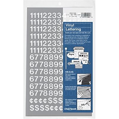 Chartpak vinile autoadesivo numeri, 1/10,2 cm di altezza, nero, 718 per Pack (01100) 1/2 Inch High White Chartpak vinile autoadesivo numeri, 1/10,2 cm di altezza, nero, 718 per Pack (01100) 1/2 Inch High White