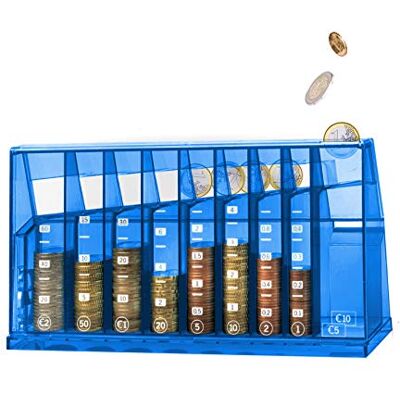 ECB Salvadanaio a forma di moneta, per ufficio e cameretta dei bambini, ideale come regalo per adulti e bambini, disponibile anche in plastica riciclata, richiudibile (con chiave) Blu ECB Salvadanaio a forma di moneta, per ufficio e cameretta dei bambini, ideale come regalo per adulti e bambini, disponibile anche in plastica riciclata, richiudibile (con chiave) Blu