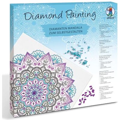 URSUS Diamond Painting Mandala Set 12, set per l'artigianato con tela e pietre nei toni del viola, verde e blu URSUS Diamond Painting Mandala Set 12, set per l'artigianato con tela e pietre nei toni del viola, verde e blu