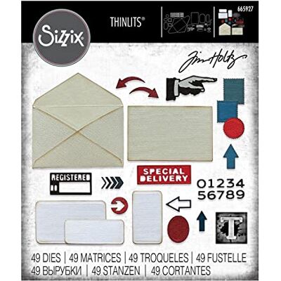 Sizzix Thinlits Postale Set di Fustelle Dettagliate di Tim Holtz per Viaggi Vintage e Mixed Media 48 Pezzi Sizzix Thinlits Postale Set di Fustelle Dettagliate di Tim Holtz per Viaggi Vintage e Mixed Media 48 Pezzi