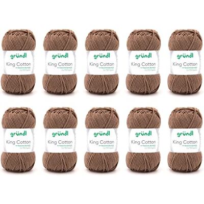 120 Gründl King Cotton filato per maglieria e uncinetto morbido e voluminoso in 55% poliacrilico e 45% cotone, cotone per uncinetto, 50 g / 78 m, misura dell'ago: 6-7, 10 x 50 g Orsacchiotto 120 Gründl King Cotton filato per maglieria e uncinetto morbido e voluminoso in 55% poliacrilico e 45% cotone, cotone per uncinetto, 50 g / 78 m, misura dell'ago: 6-7, 10 x 50 g Orsacchiotto
