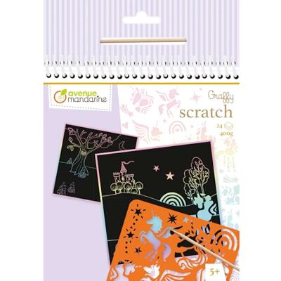 décopatch Avenue Mandarine Un carnet Graffy Scratch de 24 cartes à gratter pré-imprimées + 1 pochoir et stylet en bois inclus À partir de 5 ans LICORNE décopatch Avenue Mandarine Un carnet Graffy Scratch de 24 cartes à gratter pré-imprimées + 1 pochoir et stylet en bois inclus À partir de 5 ans LICORNE