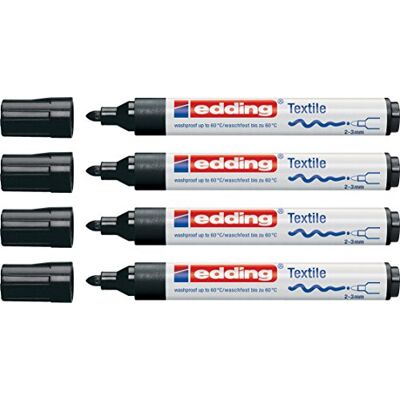 Edding 4500 pennarelli tessili (nero/confezione da 4) Edding 4500 pennarelli tessili (nero/confezione da 4)