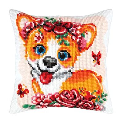 ART Kit per ricamo a punto croce, motivo: cucciolo di corgi ART Kit per ricamo a punto croce, motivo: cucciolo di corgi