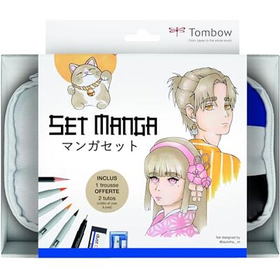 Tombow Set Manga, contiene 9 prodotti selezionati e istruzioni passo passo dall'artista Laura @laurinha__m. Tombow Set Manga, contiene 9 prodotti selezionati e istruzioni passo passo dall'artista Laura @laurinha__m.