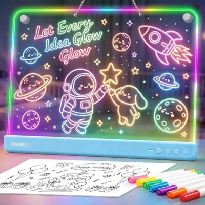 Awatty Lavagna da Disegno a LED, Giocattoli Regalo Bambini Bambine (Blu) Ricaricabile,10 Luci, 5 Luminosità,36×26cm,Tavolo o Muro,Giocattolo Educativo, Regalo Compleanno 4 5 6 7 8 9 10 11 12 13 Anni Awatty Lavagna da Disegno a LED, Giocattoli Regalo Bambini Bambine (Blu) Ricaricabile,10 Luci, 5 Luminosità,36×26cm,Tavolo o Muro,Giocattolo Educativo, Regalo Compleanno 4 5 6 7 8 9 10 11 12 13 Anni
