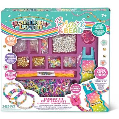 BANDAI Rainbow Loom Braid & Bead Set per la creazione di braccialetti elastici, trecce, perline – Hobby creativo – Contiene 2000 elastici, accessori – Giocattolo per bambini dai 7 anni e+ – BANDAI Rainbow Loom Braid & Bead Set per la creazione di braccialetti elastici, trecce, perline – Hobby creativo – Contiene 2000 elastici, accessori – Giocattolo per bambini dai 7 anni e+ –