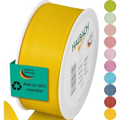 Halbach Seidenbänder Nastro regalo larghezza 40 mm lunghezza 25 m nastro prodotto in Germania nastri regalo in diversi colori e larghezze, perfetto per confezionare e decorare, colore: giallo Halbach Seidenbänder Nastro regalo larghezza 40 mm lunghezza 25 m nastro prodotto in Germania nastri regalo in diversi colori e larghezze, perfetto per confezionare e decorare, colore: giallo