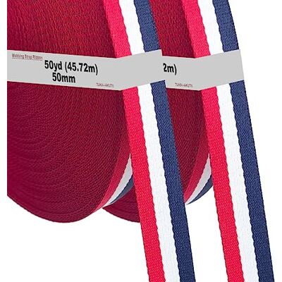 TUKA-i-AKUT 91m x 50mm Cinghia Colorato per Fettucce, Poliestere Cinghie Tessuto Tessitura Nastro, Imballaggio DIY Craft Borse Cinghie Decorazione Regalo 91m(100YD=2x50YD) Rosso/Bianco/Blu, TKB5074 TUKA-i-AKUT 91m x 50mm Cinghia Colorato per Fettucce, Poliestere Cinghie Tessuto Tessitura Nastro, Imballaggio DIY Craft Borse Cinghie Decorazione Regalo 91m(100YD=2x50YD) Rosso/Bianco/Blu, TKB5074