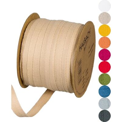 Halbach Seidenbänder Nastro di cotone, 10 mm x 30 m, 100% cotone, per fai da te, al metro, per decorazioni, fai da te, per lavori di cucito, colore: sabbia Halbach Seidenbänder Nastro di cotone, 10 mm x 30 m, 100% cotone, per fai da te, al metro, per decorazioni, fai da te, per lavori di cucito, colore: sabbia